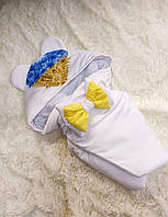 Демисезонный велюровый конверт с принтом Сердечко для новорожденных