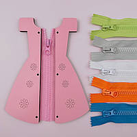 Комплектующие заготовки для бизиборда, Платье (Крепления+молния в комплекте), молния-розовая