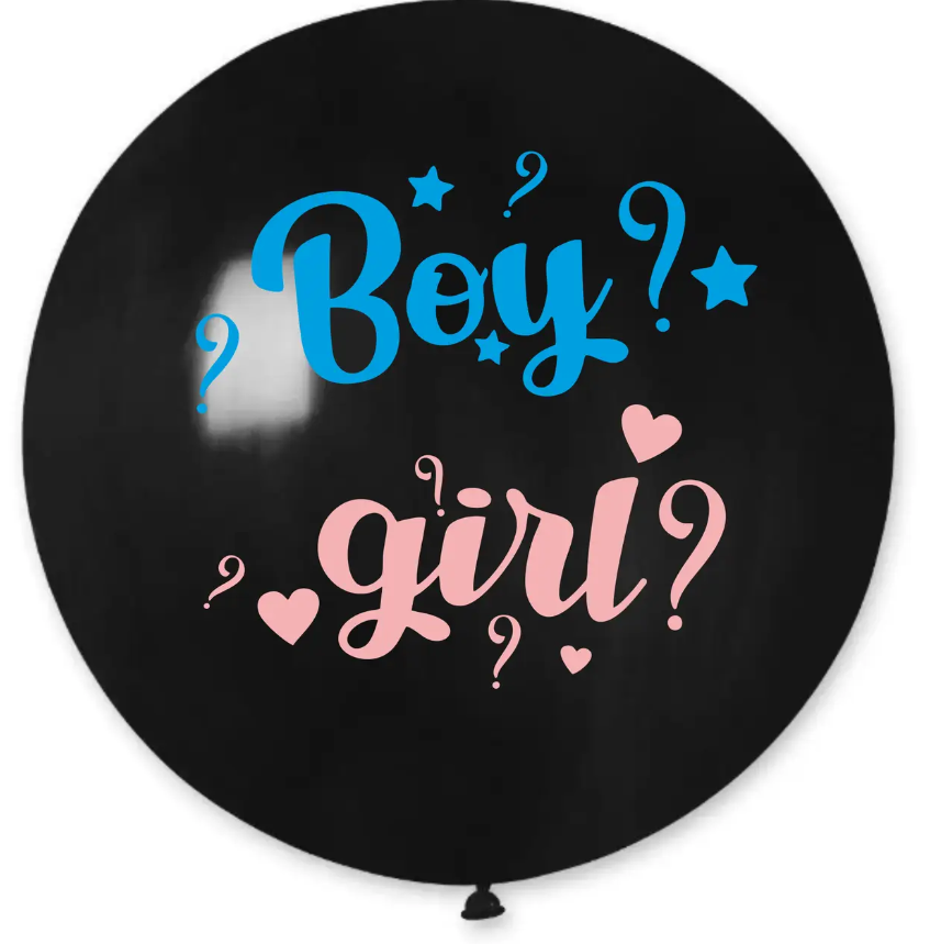 Куля 40" Гігант Чорна, з мал. "BOY? GIRL?" гендерна, 1 стор.