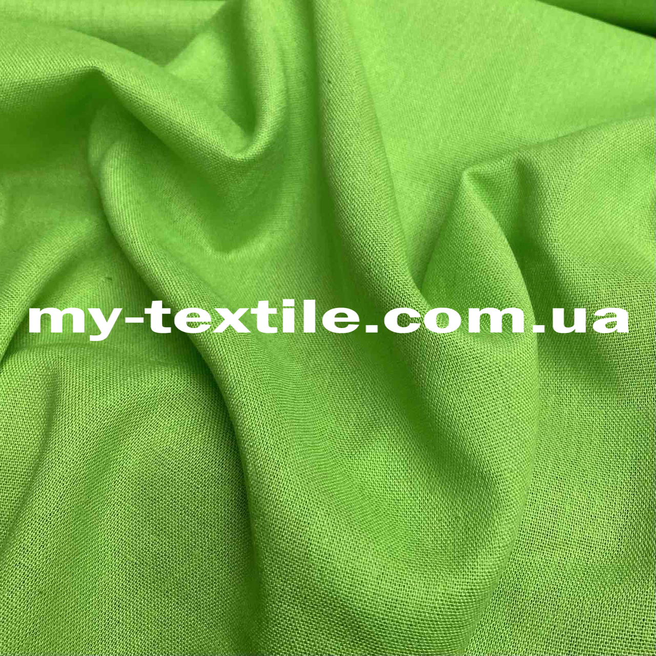 Лляна тканина однотон натуральна бавовна з віскозою 140 см Салатовий, фото 1