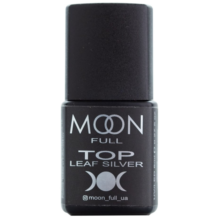 Топ для нігтів без липкого шару сріблястий MOON FULL Top Leaf Silver 15 мл