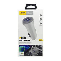 Автомобільний зарядний пристрій Aspor A903 (2USB/3.4A)- білий