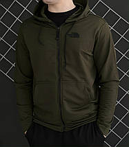 Демісезонний спортивний костюм TNF кофта на змійці хакі + штани (двонитка), фото 4