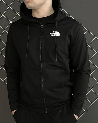 Демісезонна кофта на змійці чорна TNF (двонитка), фото 1