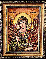 Ікона з бурштину Ангел Хранитель 15x20 см, подарунок ікона Ангел з бурштину
