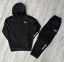 Демісезонний спортивний костюм Under Armour чорний худі + штани (двонитка), фото 3
