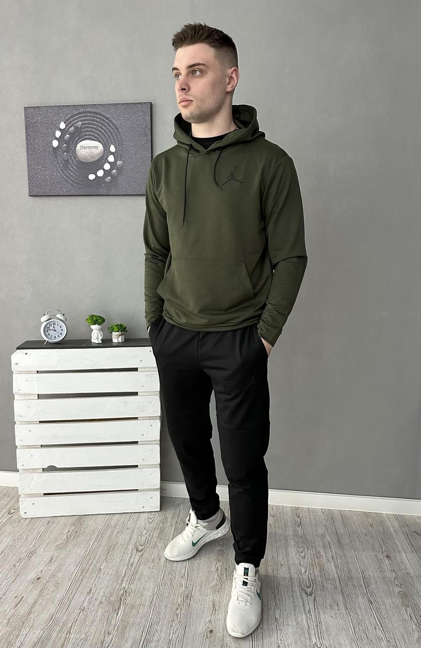 Демісезонний спортивний костюм Jordan худі хакі + штани (двонитка)