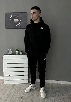 Демісезонний спортивний костюм TNF чорний худі + штани (двонитка), фото 1