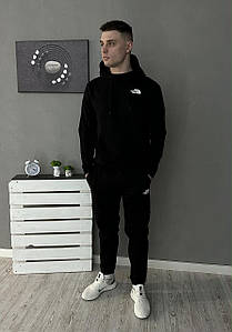 Демісезонний спортивний костюм TNF чорний худі + штани (двонитка)