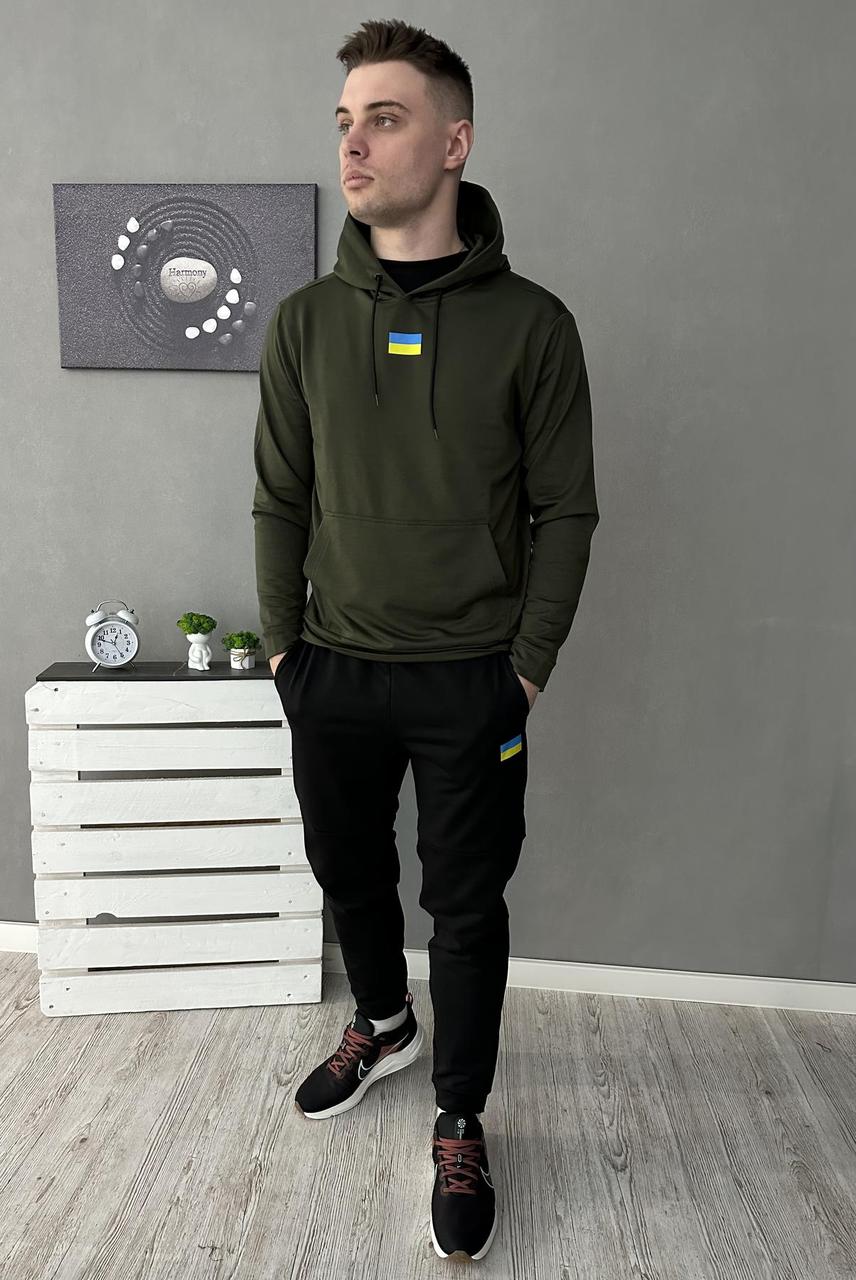 Демісезонний спортивний костюм Прапор худі хакі + штани (двонитка)