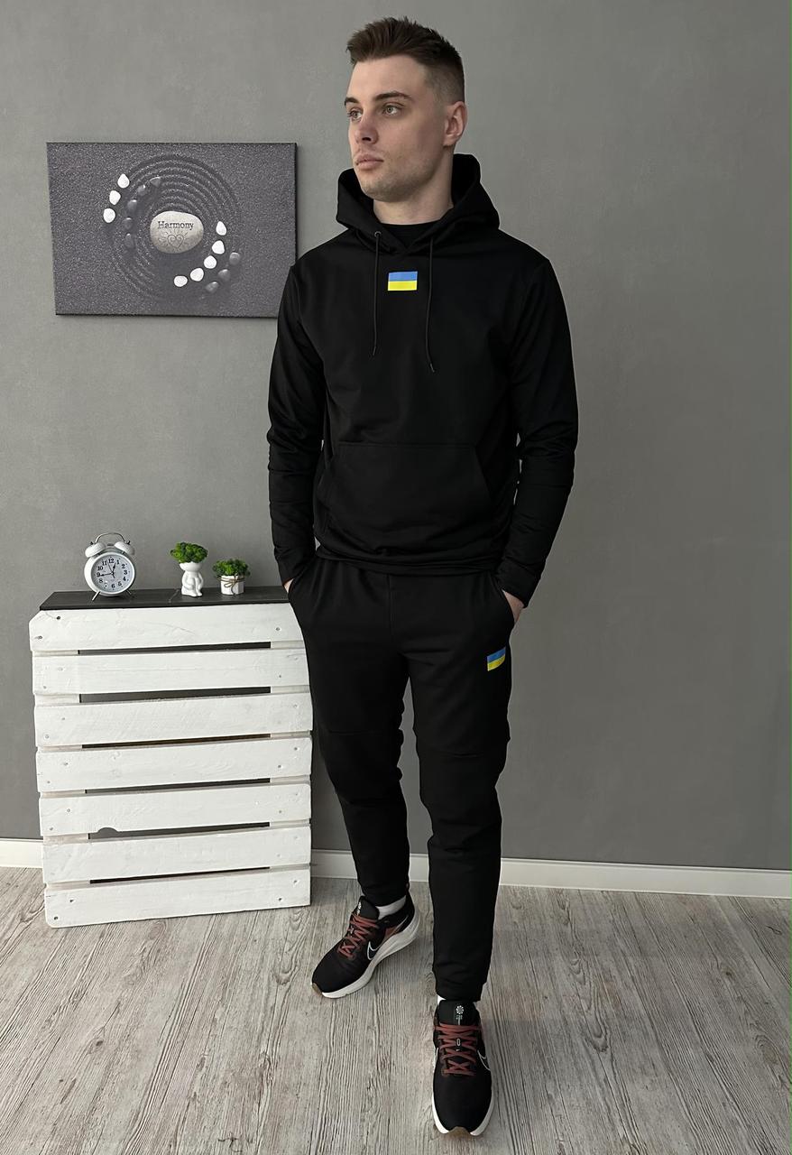 Демісезонний спортивний костюм Прапор чорний худі + штани (двонитка)