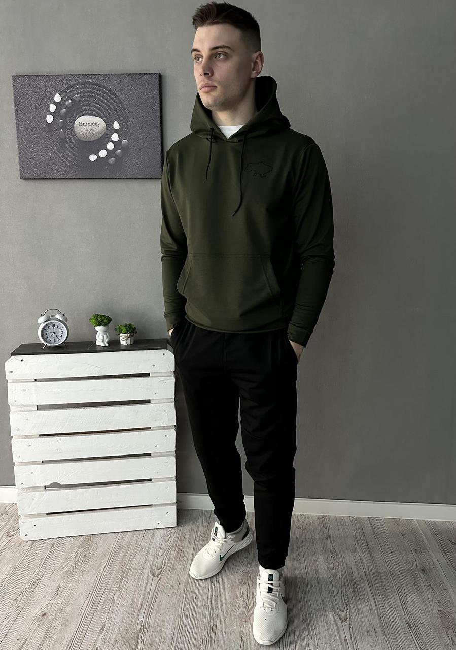 Демісезонний спортивний костюм Карта Укрїни худі хакі + штани (двонитка)