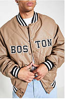 Premium Faux Leather Boston Graphic Padded Bomber Куртка бомбер із штучної шкіри преміум якості розм L