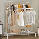 Підлогова подвійна стійка для одягу Double floor Hanger — Біла/ Портативна вішалка для одягу та взуття, фото 2