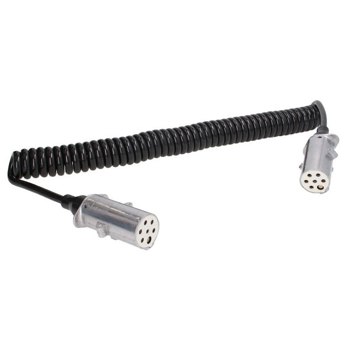 Спіральний кабель причепа зі штекерами 7 PIN Type S TRUCKLIGHT 4,5 м алюміній (ISO 3731)