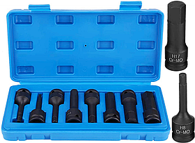 Набір ударних біт впресованих у головку (H5-H19) 1/2" CrMo 8 шт. Vorfal V08062