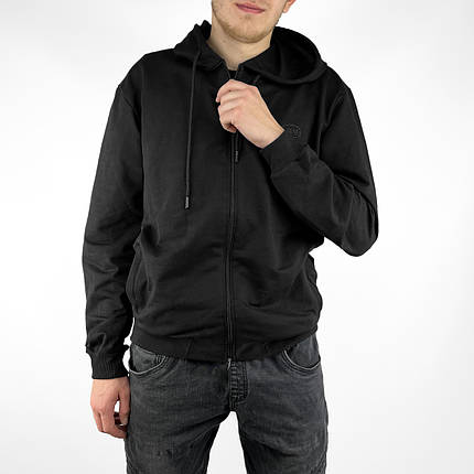 Чоловіча спортивна кофта з капюшоном під гумку Толстовка демісезонна (Туреччина) Чорний колір, фото 1