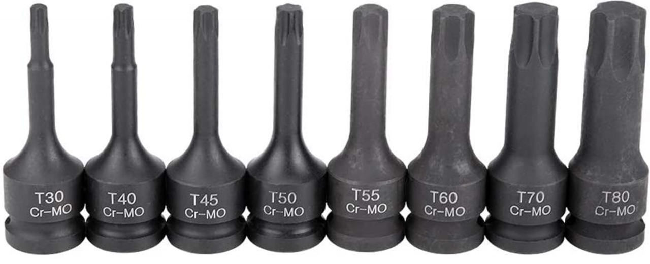 Набор ударных бит впрессованных в головку TORX T30-T80 1/2 CR-MO 8 ел. Vorfal V08052 - фото 2 - id-p1767566895