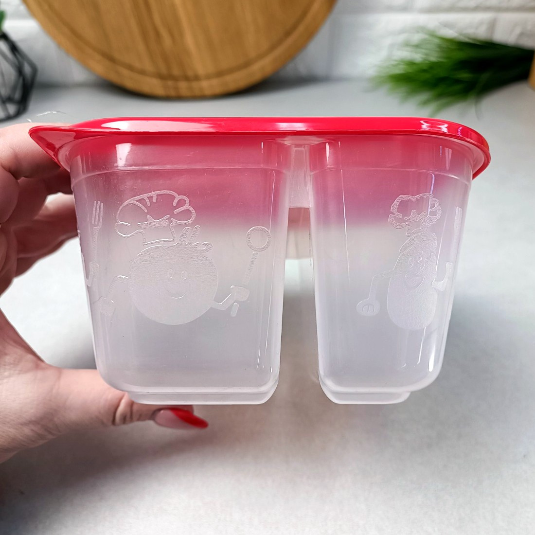 Подвійний пластиковий контейнер для зберігання їжі на 2 відділення Ланч Харків