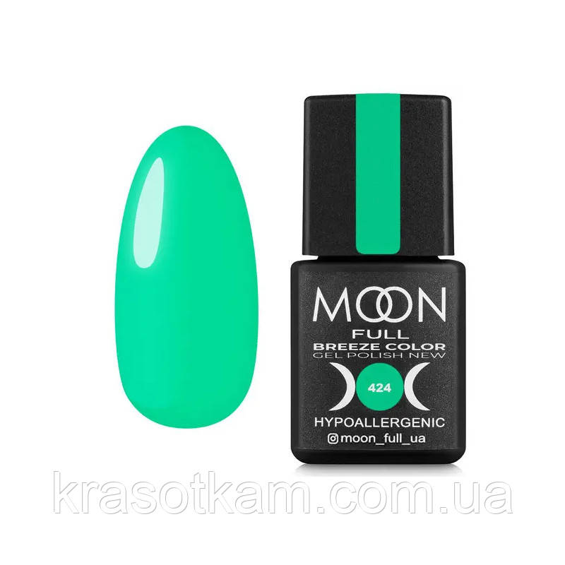 Гель-лак Moon Full Breeze color No424 яскраво-салатовий, 8 мл.