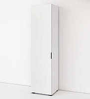 Стильный белый узкий шкаф пенал С1-60 в маленькую прихожую коридор для верхней одежды и обуви с зеркалом внутри Сан Марино