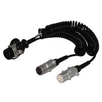 Спіральний кабель причепа зі штекерами 15 PIN ADR 7 PIN N/S ERICH JAEGER (ISO 1185 ISO 3731 ISO 12098) Ø50