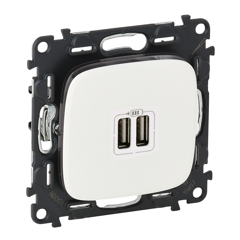 Розетка подвійна USB для зарядки Legrand Valena ALLURE, білий, фото 1