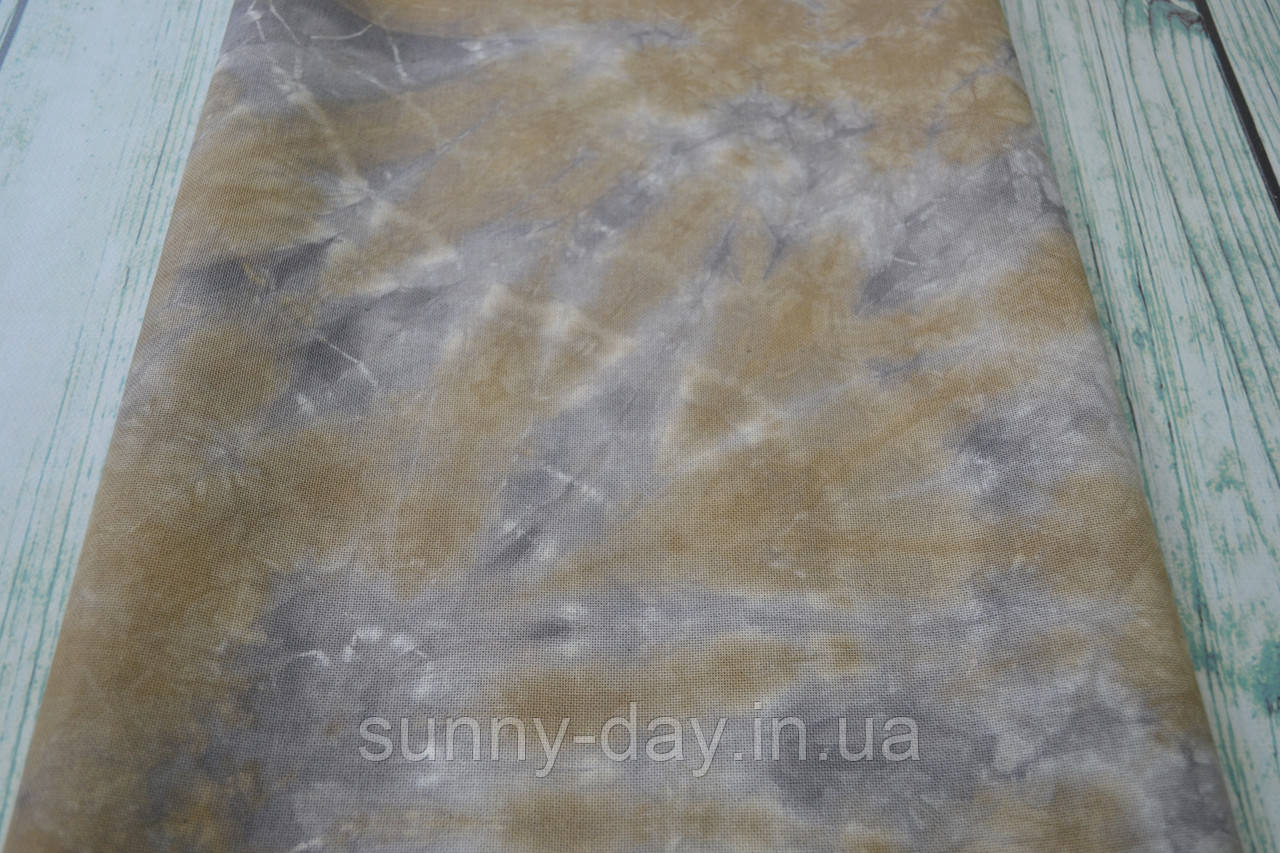 Тканина ручного фарбування розмір 47х69см основа Linda Schulertuch колір "Коричнево-сірий", фото 1