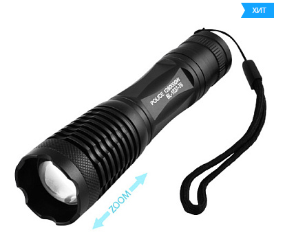Світлодіодний акумуляторний ручний ліхтар із зумом 1837-T6 ударостійкий, вологостійкий