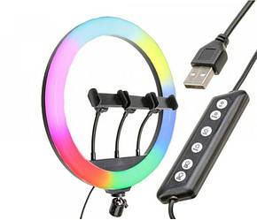 Світлодіодна кільцева різнокольорова лампа зі штативом