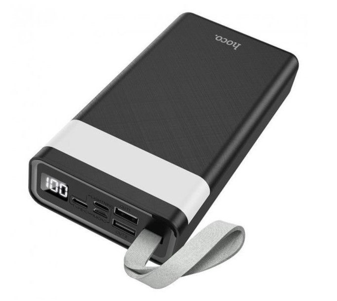 Зовнішній акумулятор Power Bank HOCO J73 30000 mAh LED lamp Чорний, фото 1