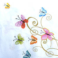 Серветка для декупажу "Метелики", розмір 33*33 см, тришарова