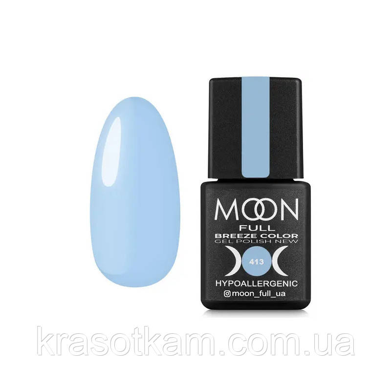 Гель-лак Moon Full Breeze color No413 насичений блакитний, 8 мл.