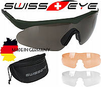 Очки тактические Swiss Eye Raptor.Чёрный.3сменных линзы(чёрный, оранж., прозрачный)+футляр. Германия.Оригинал.