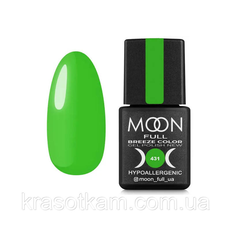 Гель-лак Moon Full Breeze color No431 насичений салатовий, 8 мл.