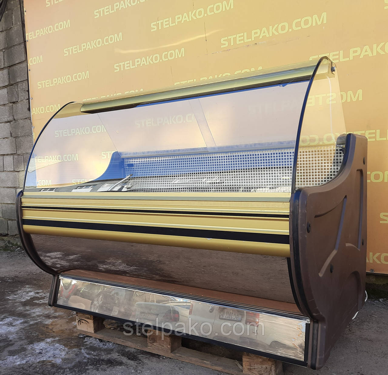 Холодильна охолоджувальна вітрина «COLD W15-SG» 1.5 м., (Польща), золотий колір, Б/у, фото 1