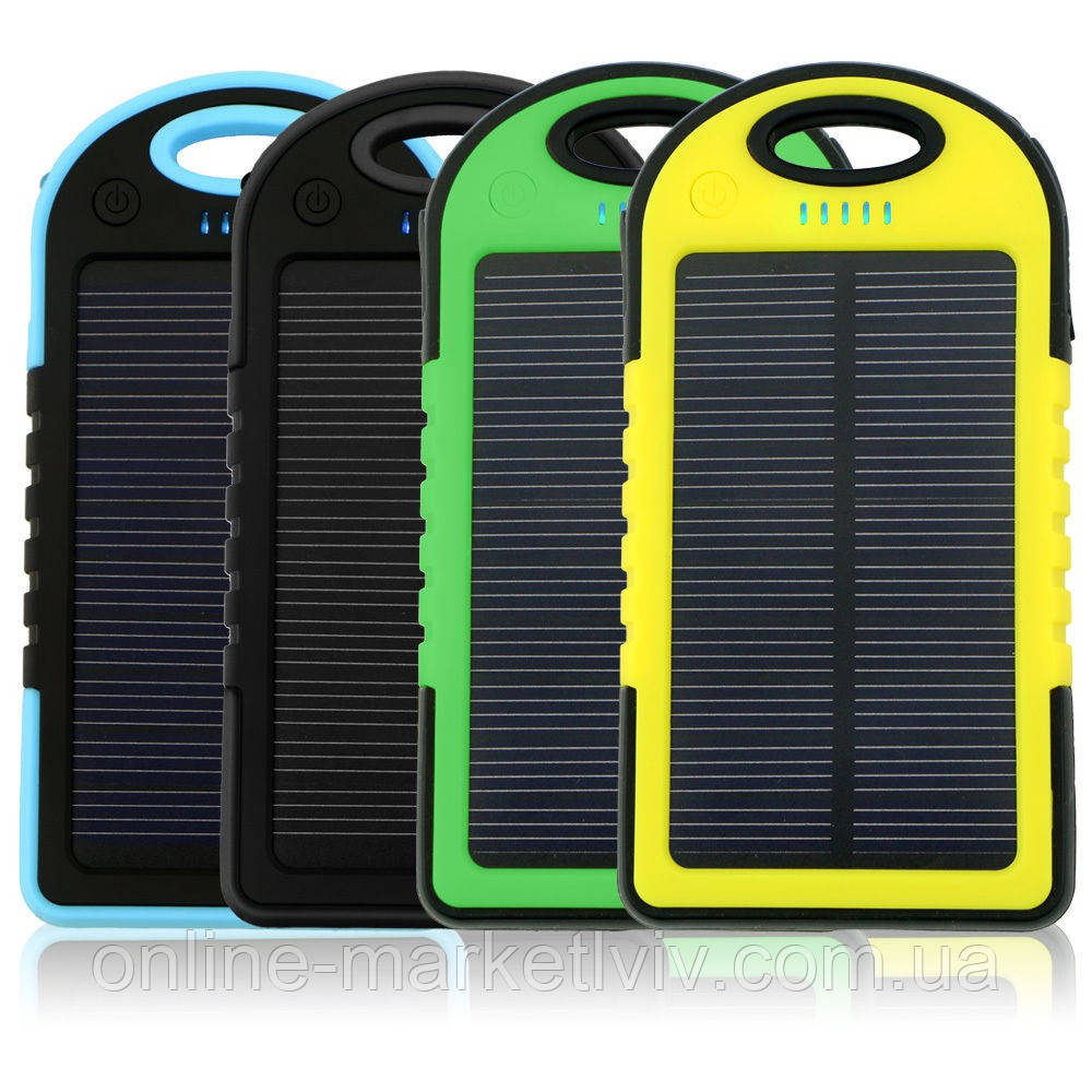Повербанк для зарядки телефону на сонячній батареї ,10000mAh, PowerBank Solar / Портативний зарядний пристрій