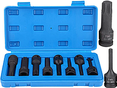 Набір ударних біт упресованих в головку TORX T30-T80 1/2 CR-MO 8 ел. Vorfal V08052