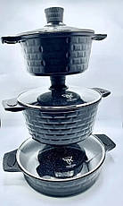 Набір каструль із литого алюмінію з антипригарним покриттям каструлі для індукційних плит колір чорний BF, фото 2
