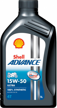 Олива моторна Advance 4T Ultra 15W-50 Shell - 1 л, фото 1