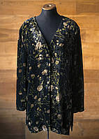 Черная бархатная вечерняя блузка с растительным принтом женская Jacques Vert, размер L, XL