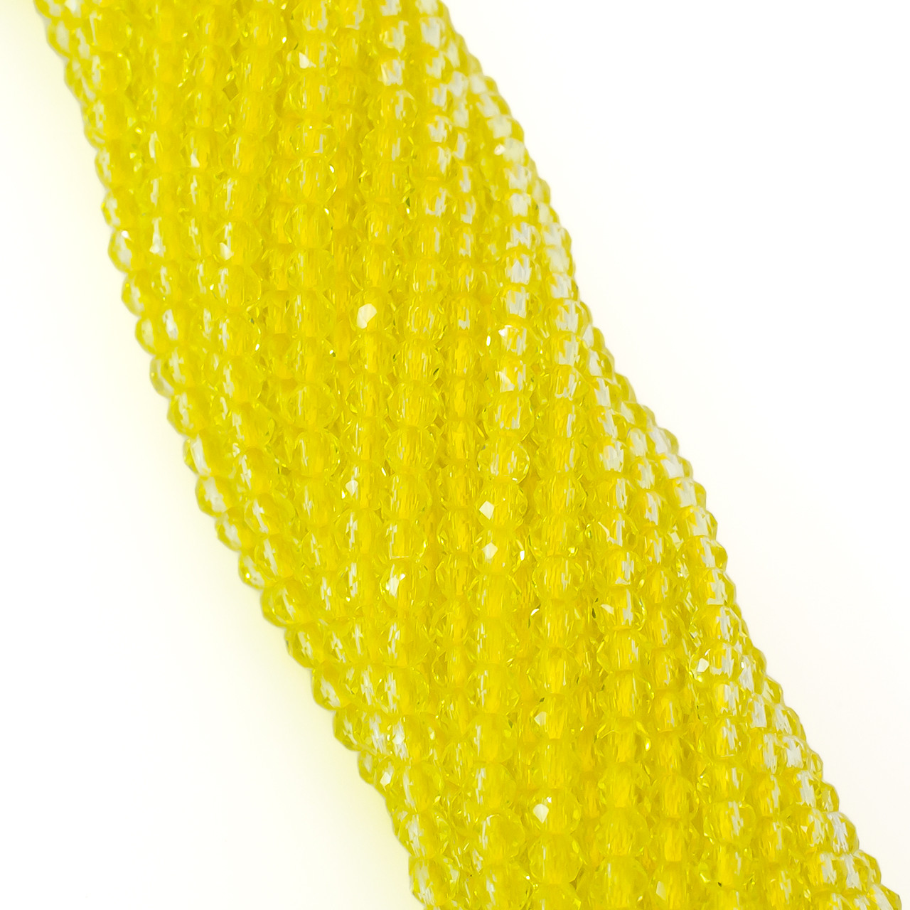 Намистини Шпінель огранювання кругле 2 мм Ø 0,5 мм 200 шт. нитка 37 см Жовтий 10, фото 1