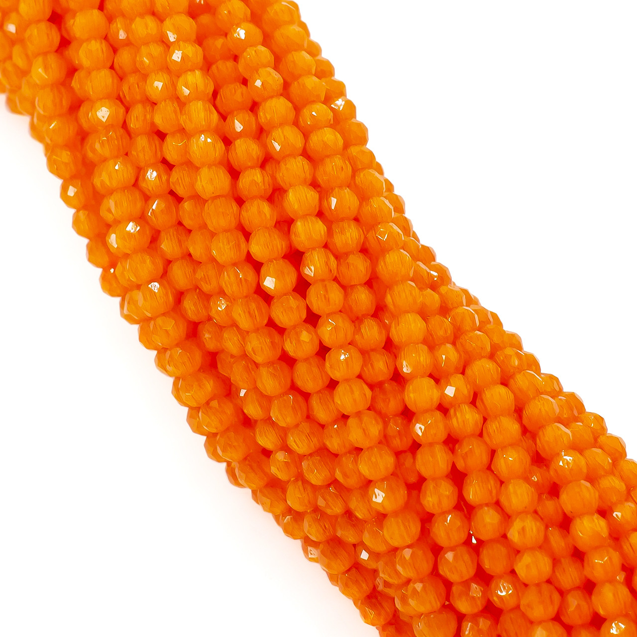 Намистини Шпінель Котяче око огранювання кругле 2 мм Ø 0,5 мм 200 шт. нитка 37 см Помаранчевий 1К, фото 1