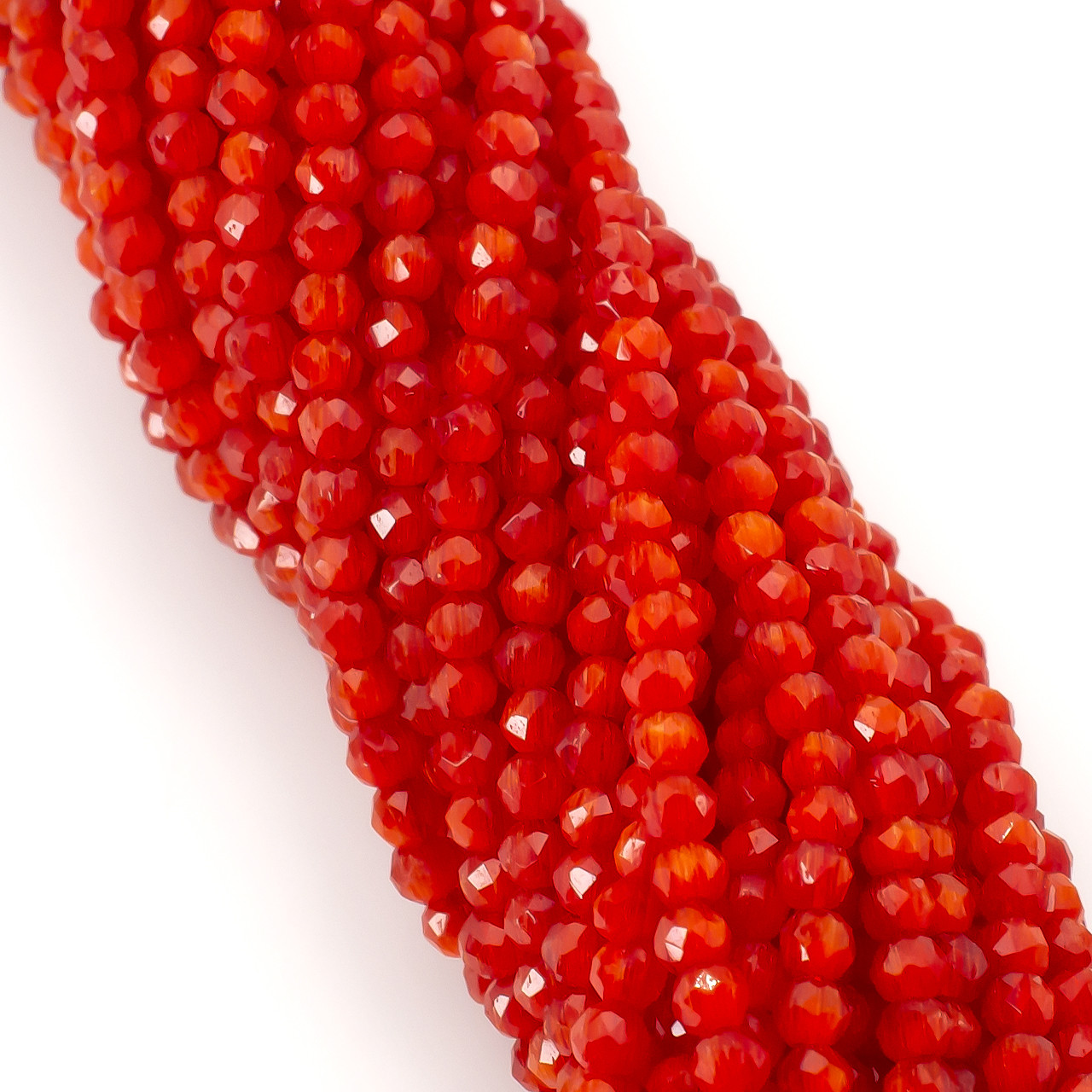 Намистини Шпінель Котяче око огранювання кругле 2 мм Ø 0,5 мм 200 шт. нитка 37 см Червоний 8К, фото 1