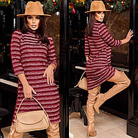 Женское тёплое ангоровое платье бордового цвета, 4 цвета