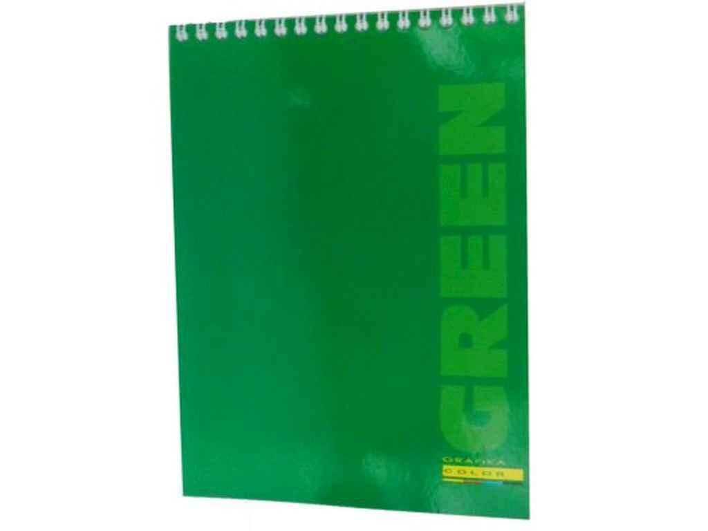 Блокнот A4 COLOR спір. 48 арк. карт. обкладинка ВА4248-001 зелений ТМ ОФОРТ