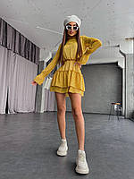 Платье мини женское Крокус стильное из шифона с оборками в цветочный принт Smma4488