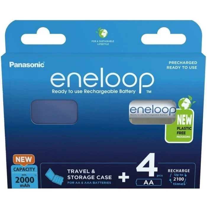 Акумулятор AA, 2000 mAh, Panasonic Eneloop + case, 4 шт, 1.2V, Blister