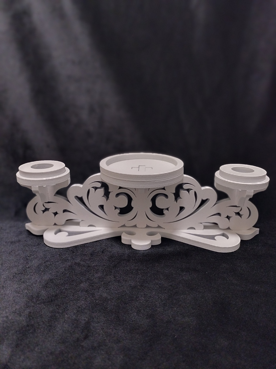 Білий весільний свічник потрійний для "Сімейного вогнища" з дерева, фото 1