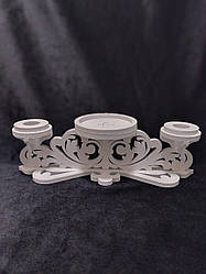 Білий весільний свічник потрійний для "Сімейного вогнища" з дерева